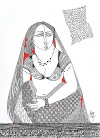 Abrar Ahmed, 12 x16 Inch, Pen and ink On Paper, Figurative Painting, AC-AA-304